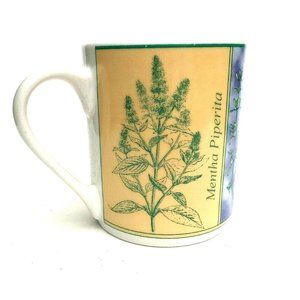 Danesco Floral Coffee Mug Ceramic Tan Purple Green
